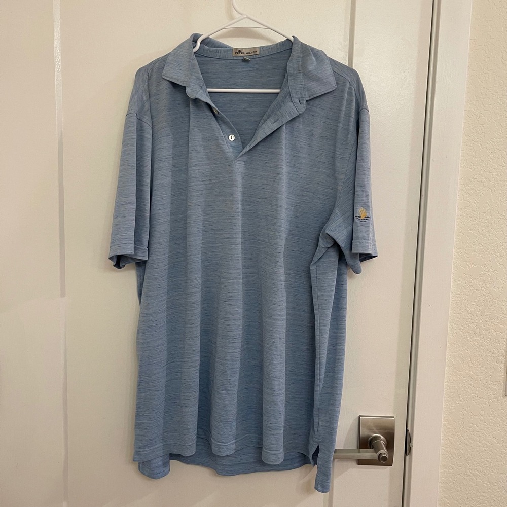 Peter Millar Blue Polo Golf Shirt Preppy Sporty Tennis Vacation XL Luxury
